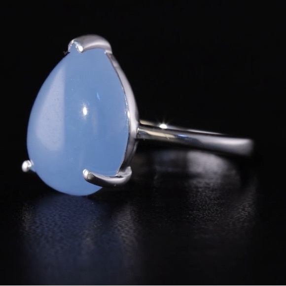 Light Blue Color Jade (D) Solitaire Ring in Sterling Silver 6.70 ctw - Picture 5 of 8